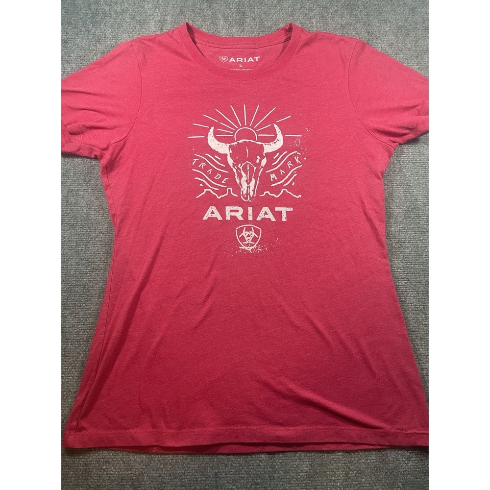 Ariat Boot Co. Graphic T-Shirt Women's Size L Short Sleeve Red Western Rodeo